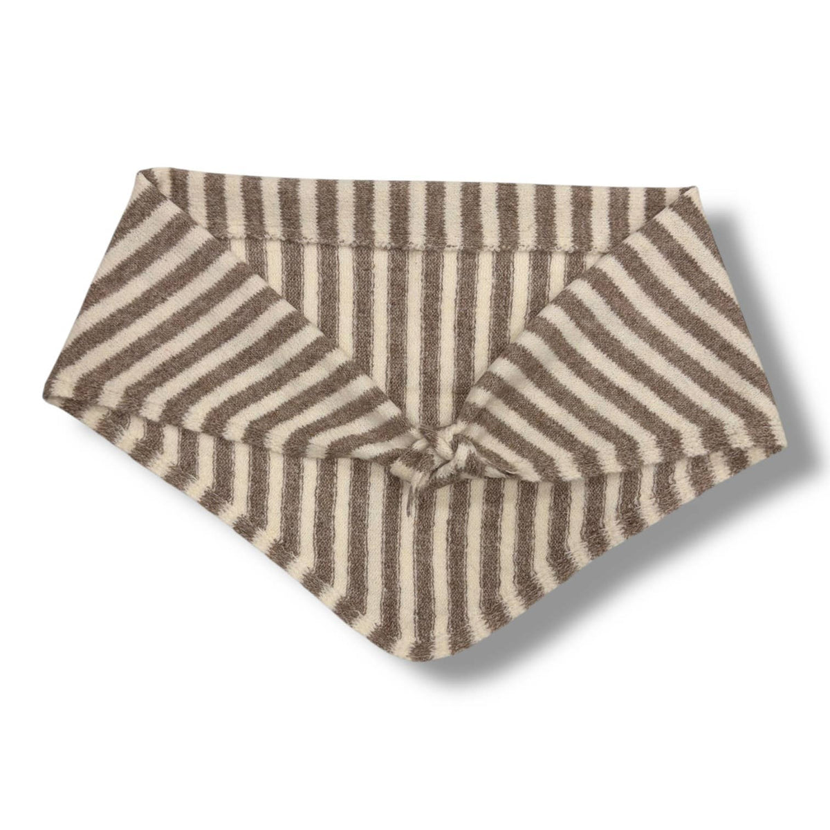 Striped triangle knitted wool scarf: Red