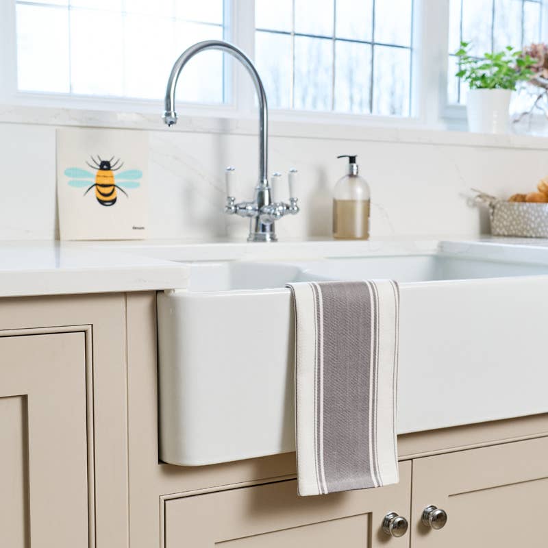 Love Colour Striped Tea Towel - Slate Grey