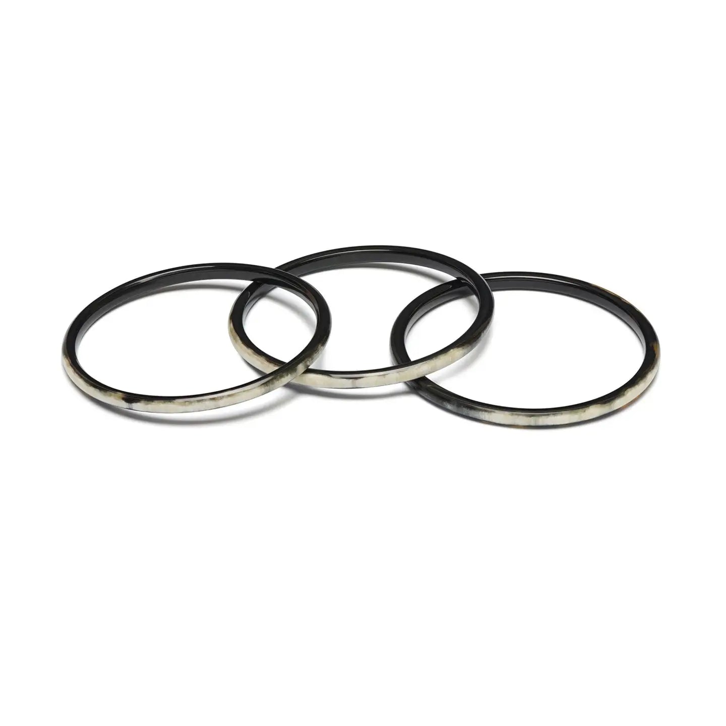 Zuri Set of Three Slim White Natural Horn Bangles