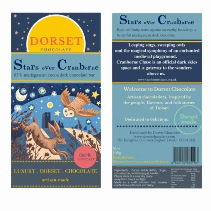 Stars Over Cranborne. 63% Dark Chocolate Bar