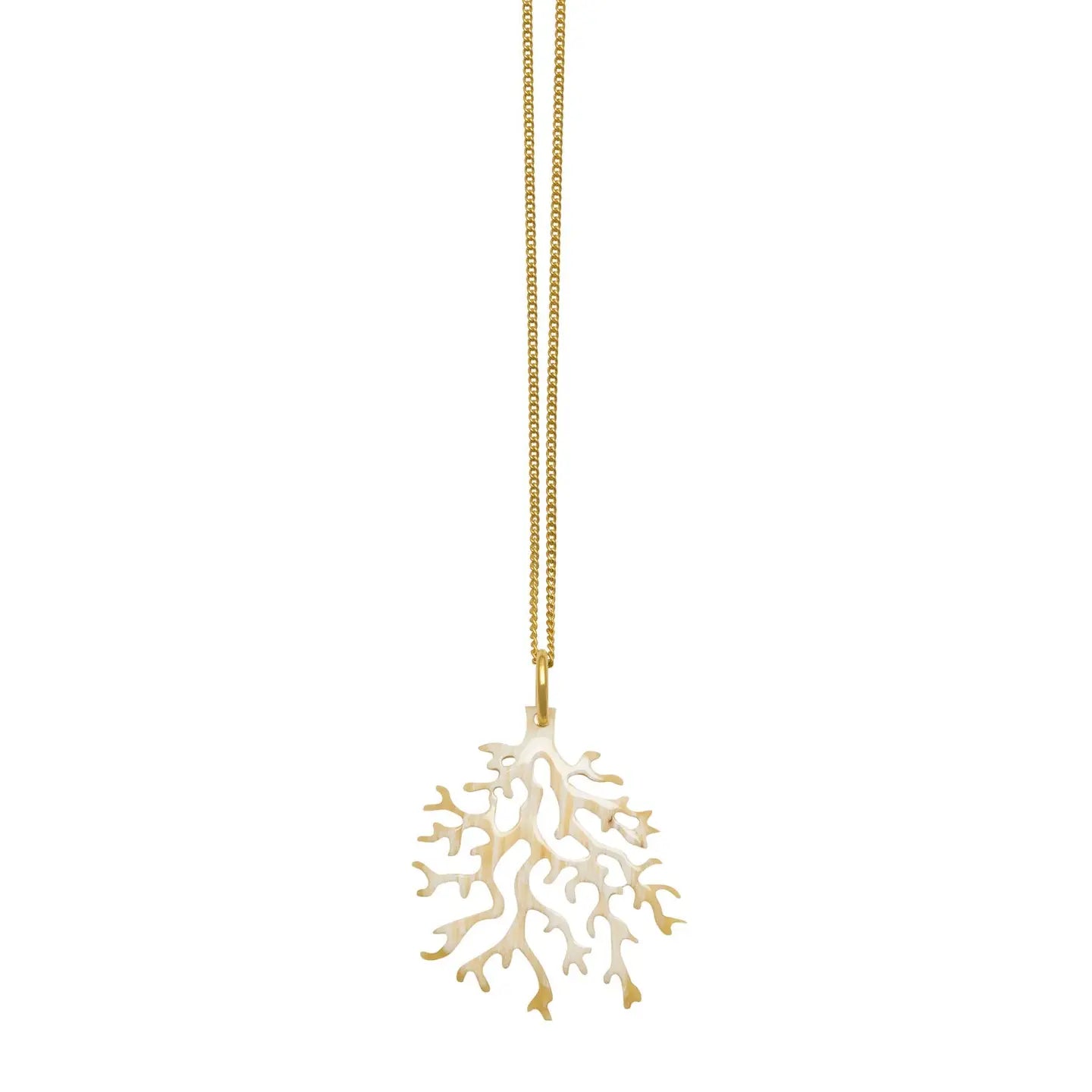 Gold White Coral Charm Pendant Necklace Gift For Women
