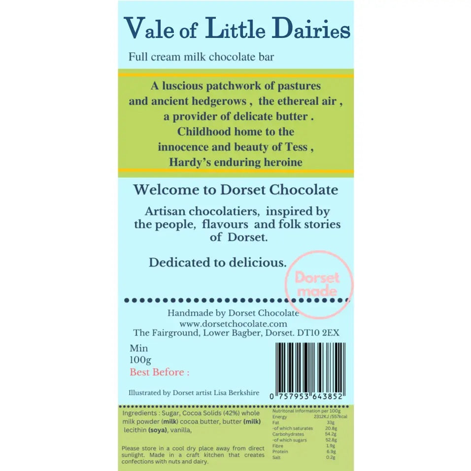Vale of Little Dairies - A Full Cream Milk Chocolate Bar