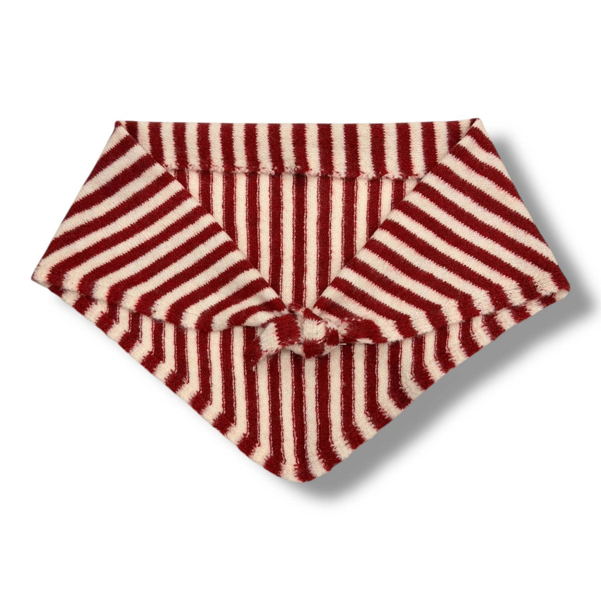 Striped triangle knitted wool scarf: Baby Pink