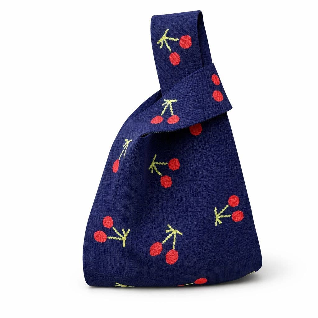 Midnight cherry - Knitted Bag: Dark blue / Medium