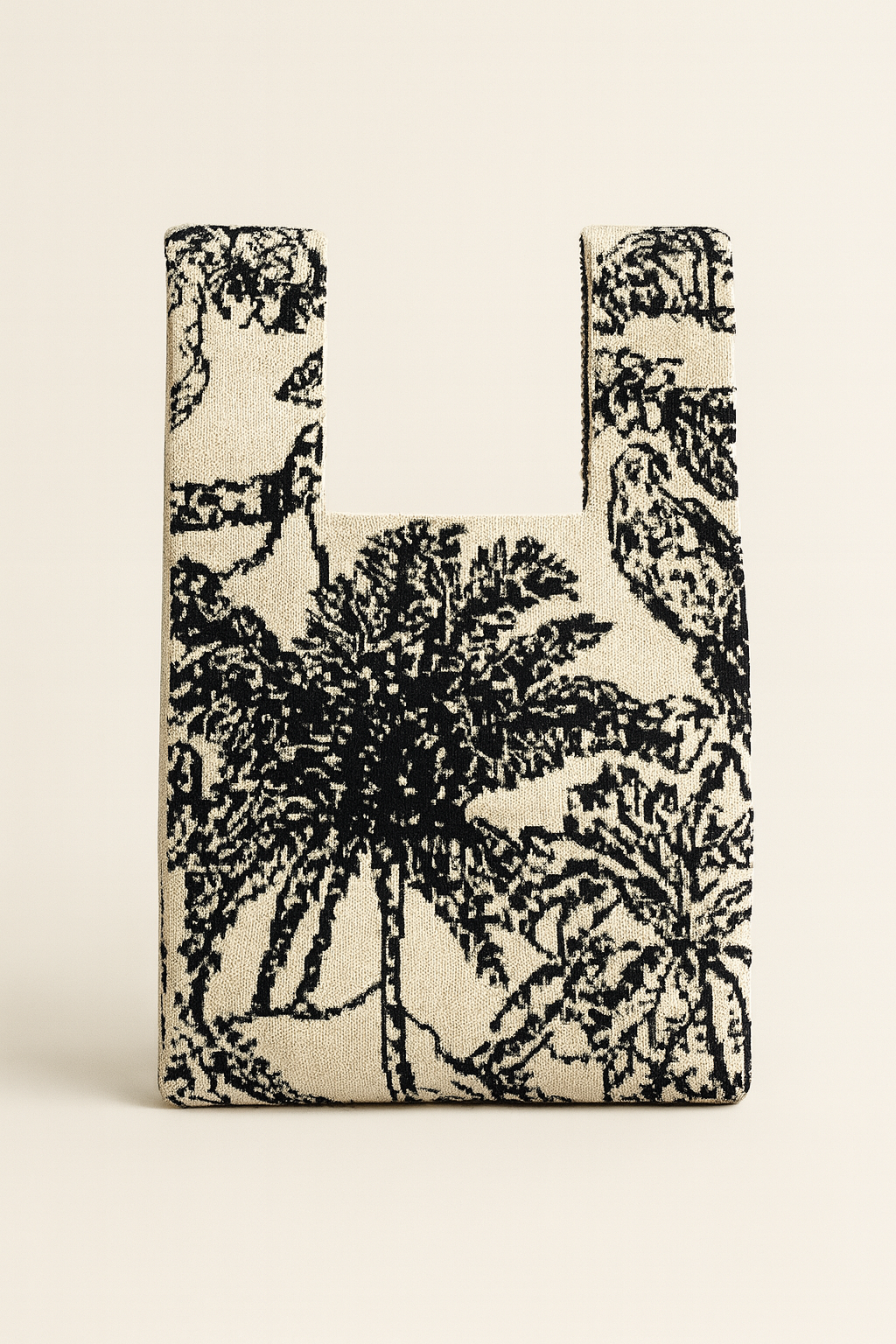 Palm Postcard – Knitted Bag: Black / Small