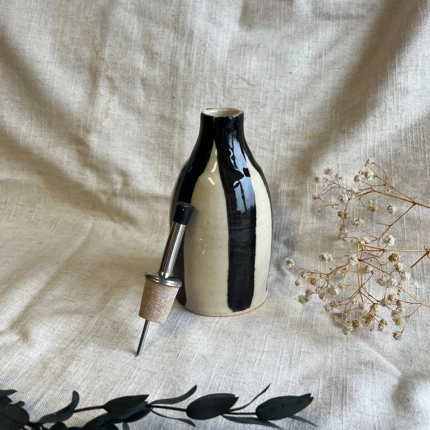 Stripe Ceramic Oil Bottle 350ml