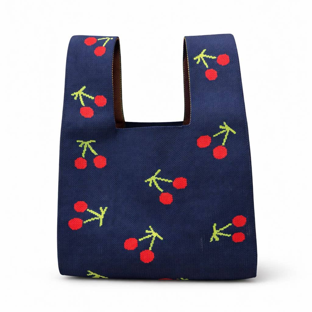 Midnight cherry - Knitted Bag: Dark blue / Medium