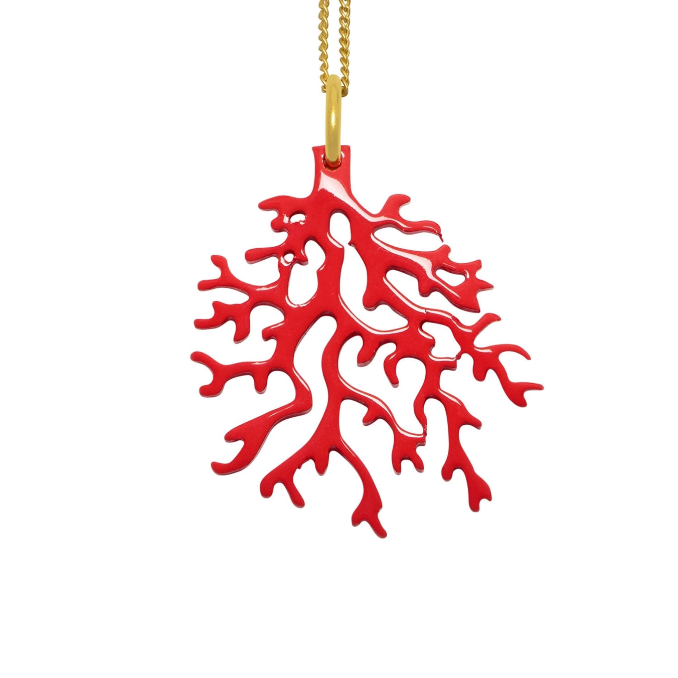 Gold Pink Coral Pendant Necklace