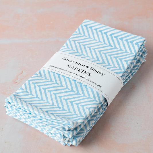 Chevron Sky Set of 6 Cotton Napkins