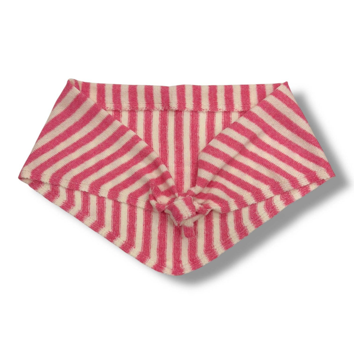 Striped triangle knitted wool scarf: Red