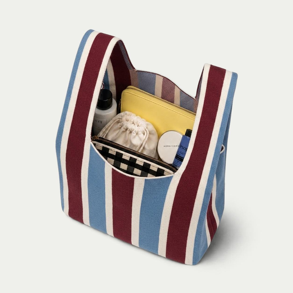 Campus Club Collection - Knitted bag: Blue and brown / Medium