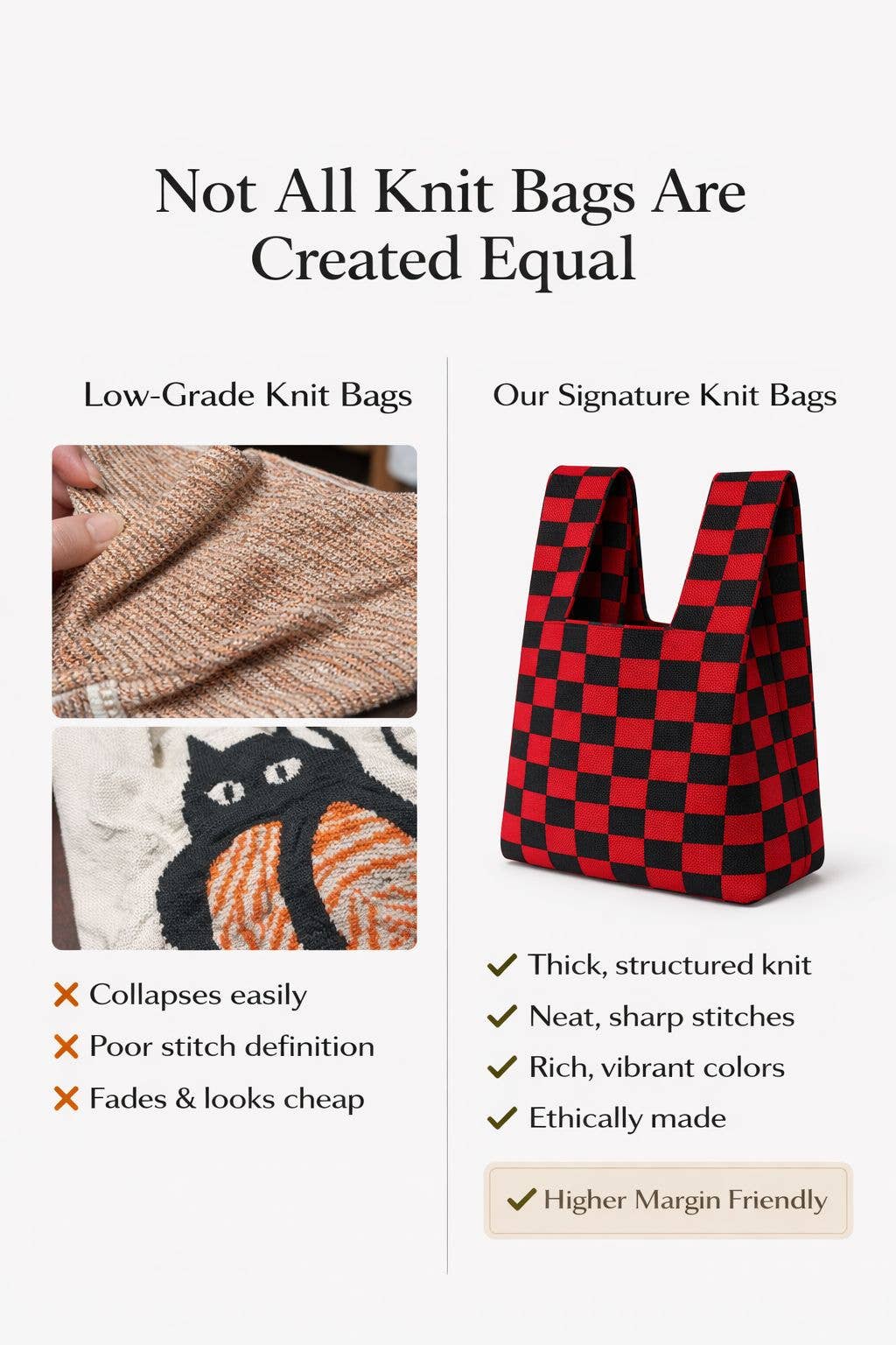 Midnight cherry - Knitted Bag: Dark blue / Medium