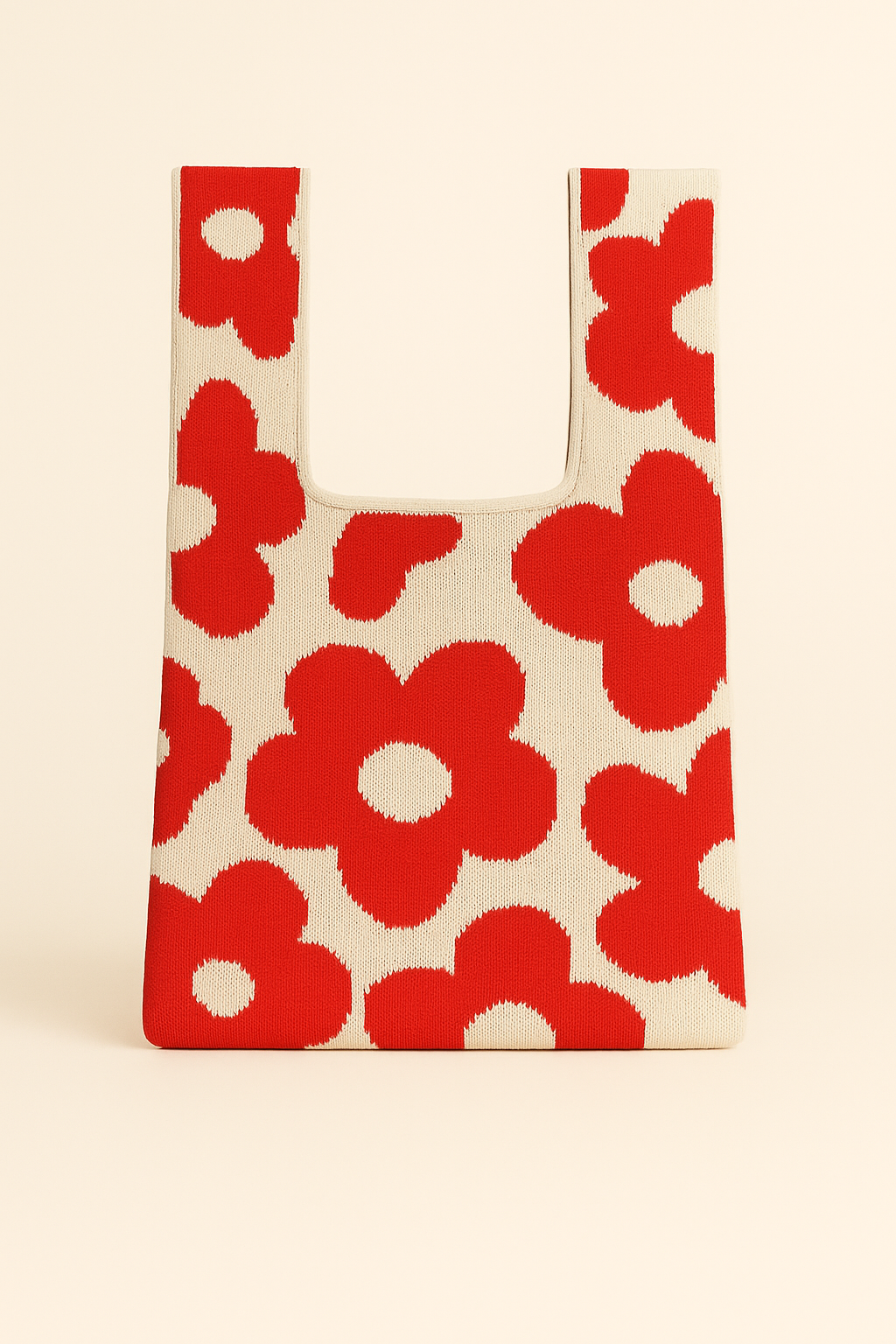 Retro Petal - knitted bag: Red / Medium