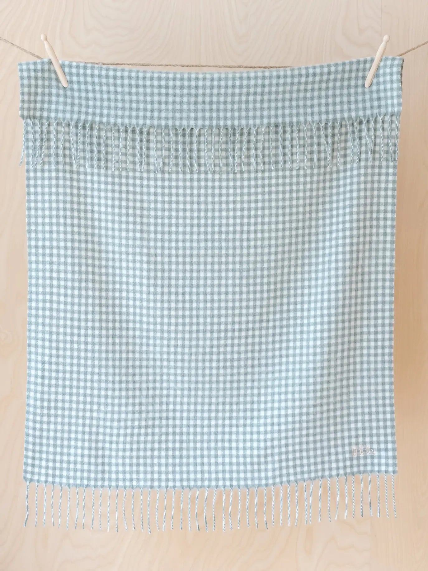 Lambswool Baby Blanket | Sage Gingham