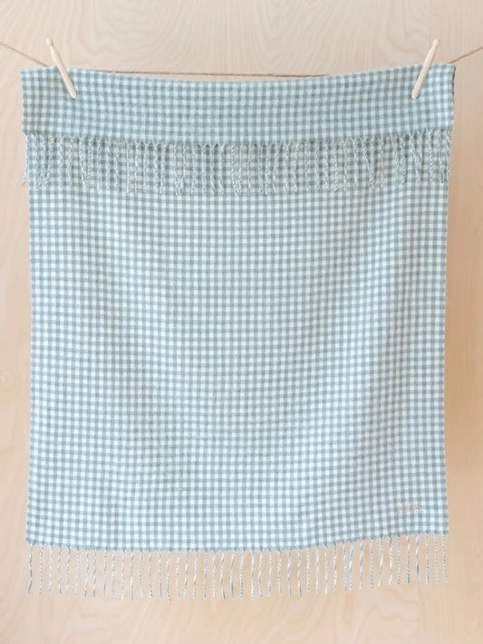 Lambswool Baby Blanket | Sage Gingham