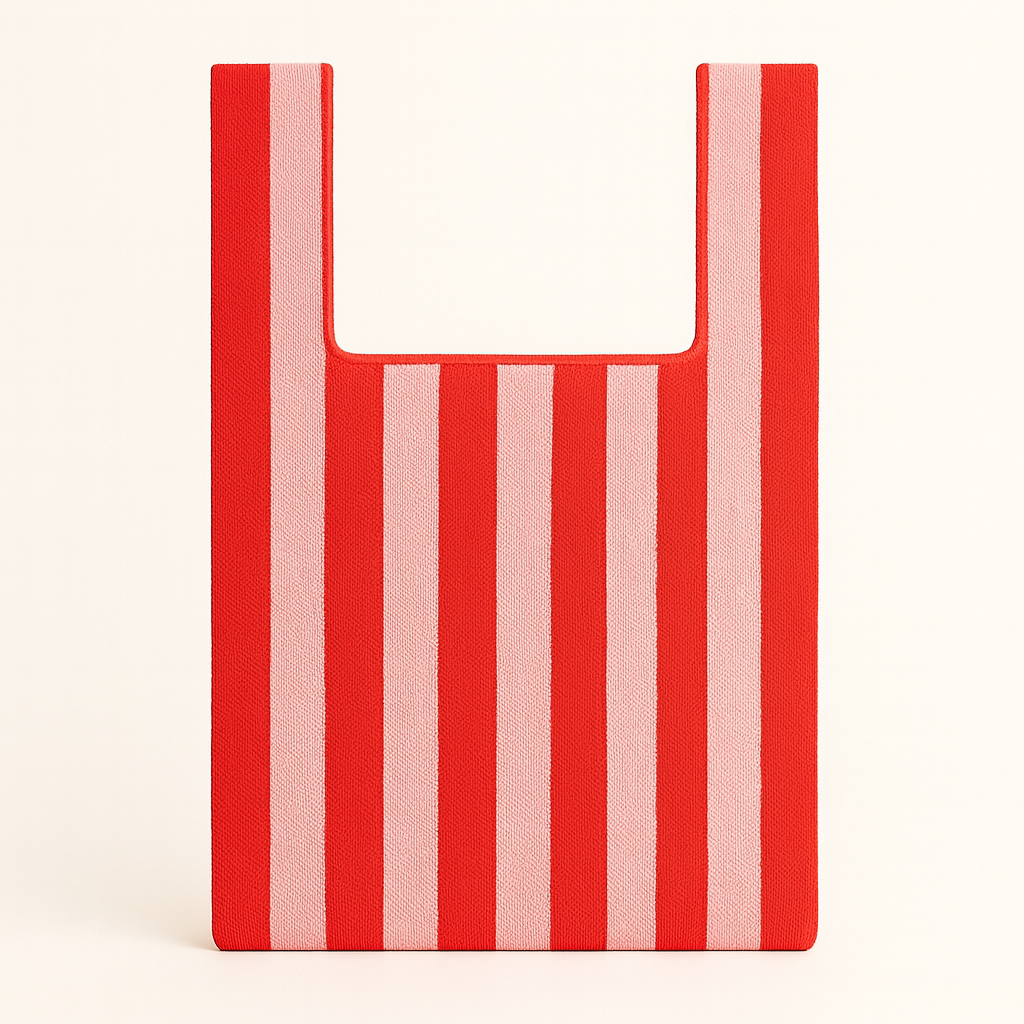 Candy Stripe – Knitted Bag: Red and pink