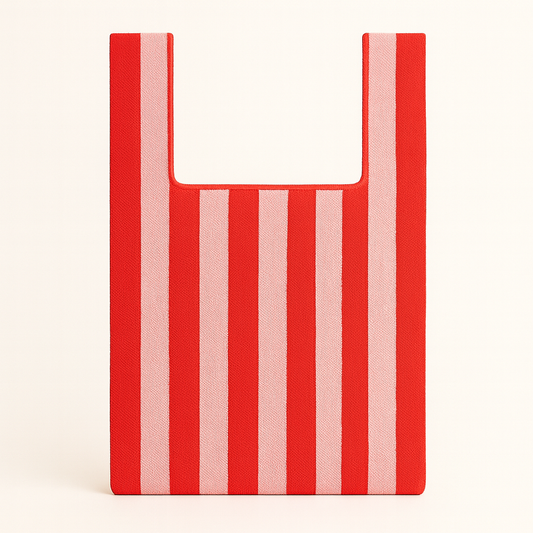 Candy Stripe – Knitted Bag: Red and pink