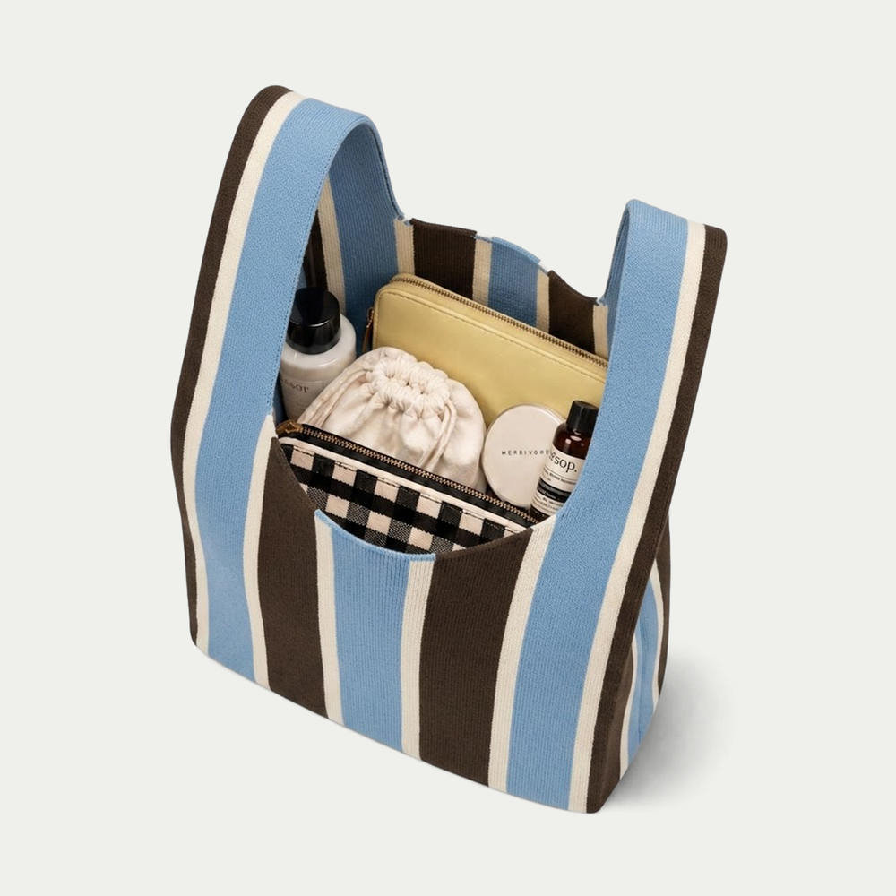 Campus Club Collection - Knitted bag: Blue and brown / Medium