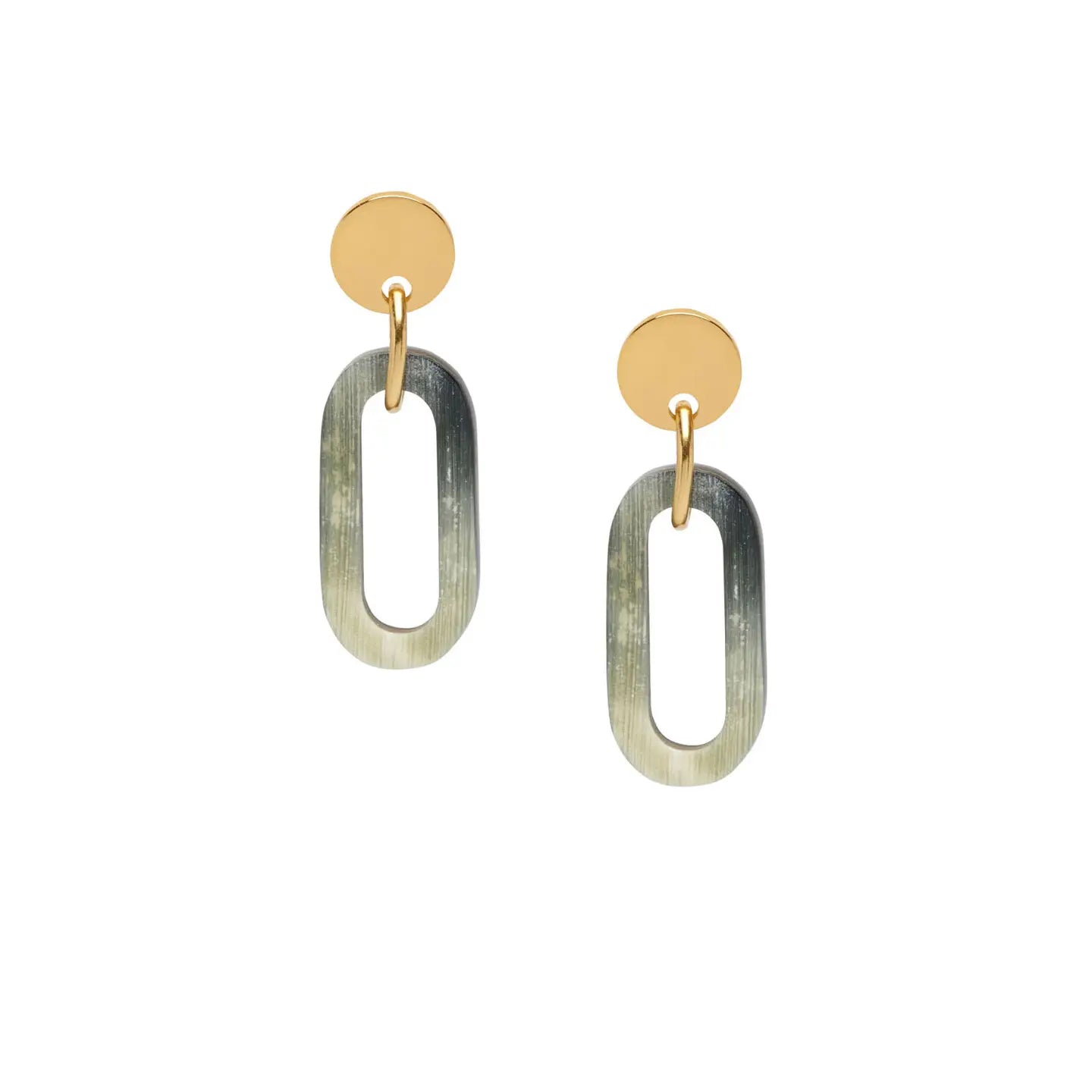 Open Link Black Natural Horn Drop Earring - Gold