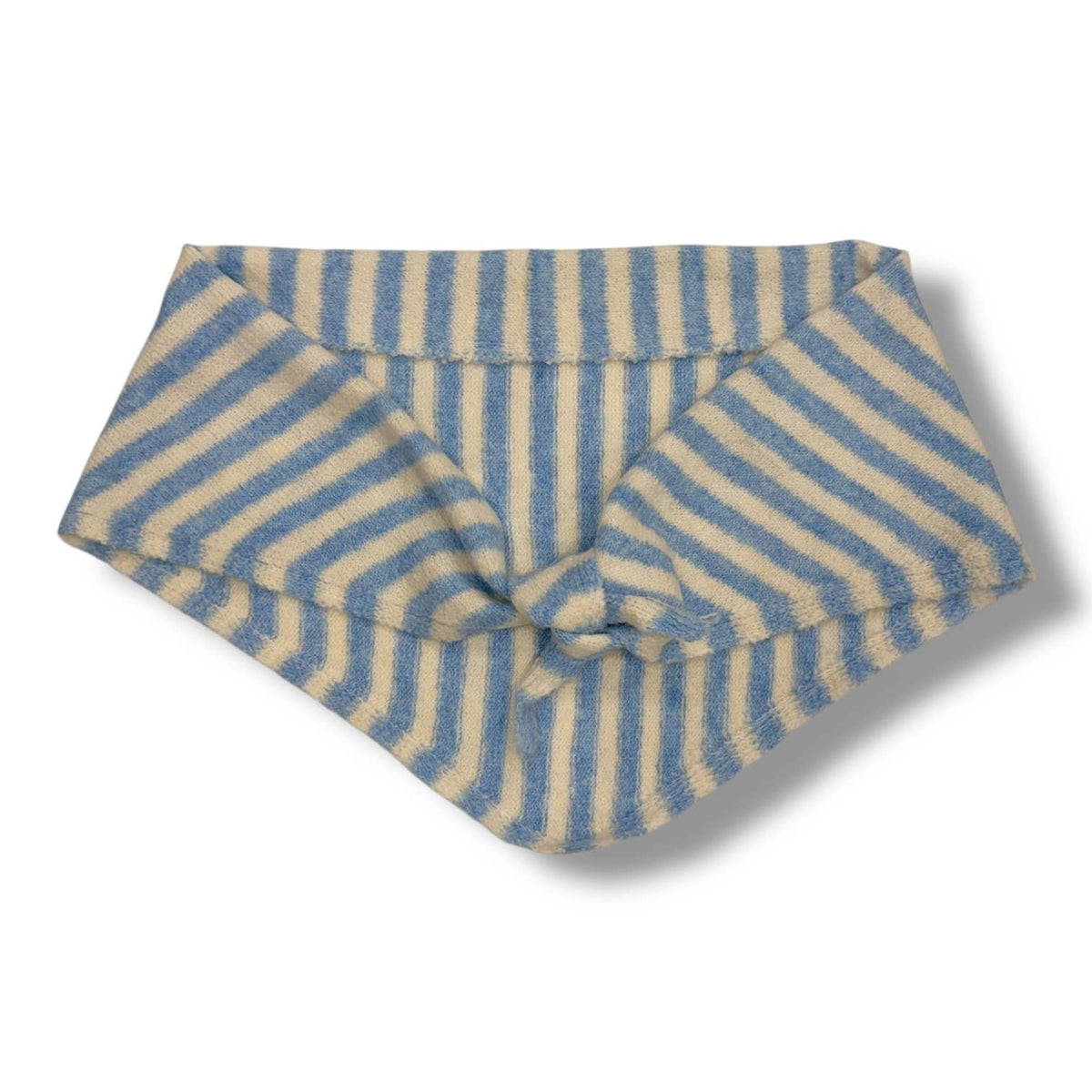 Striped triangle knitted wool scarf: Hot Pink