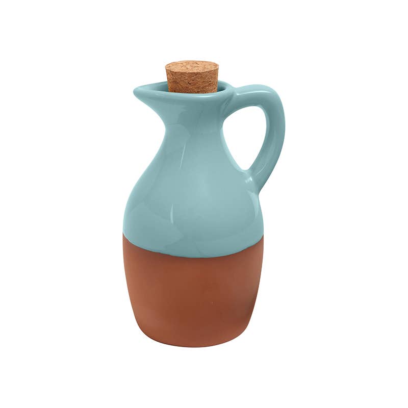 Sintra Glazed Terracotta Oil Drizzler - Duck Egg Blue: Yellow