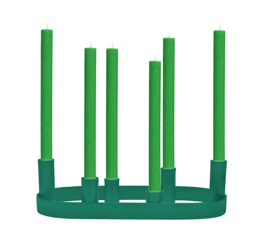NEW! Oval Metal Candelabra in Beryl Green: 2