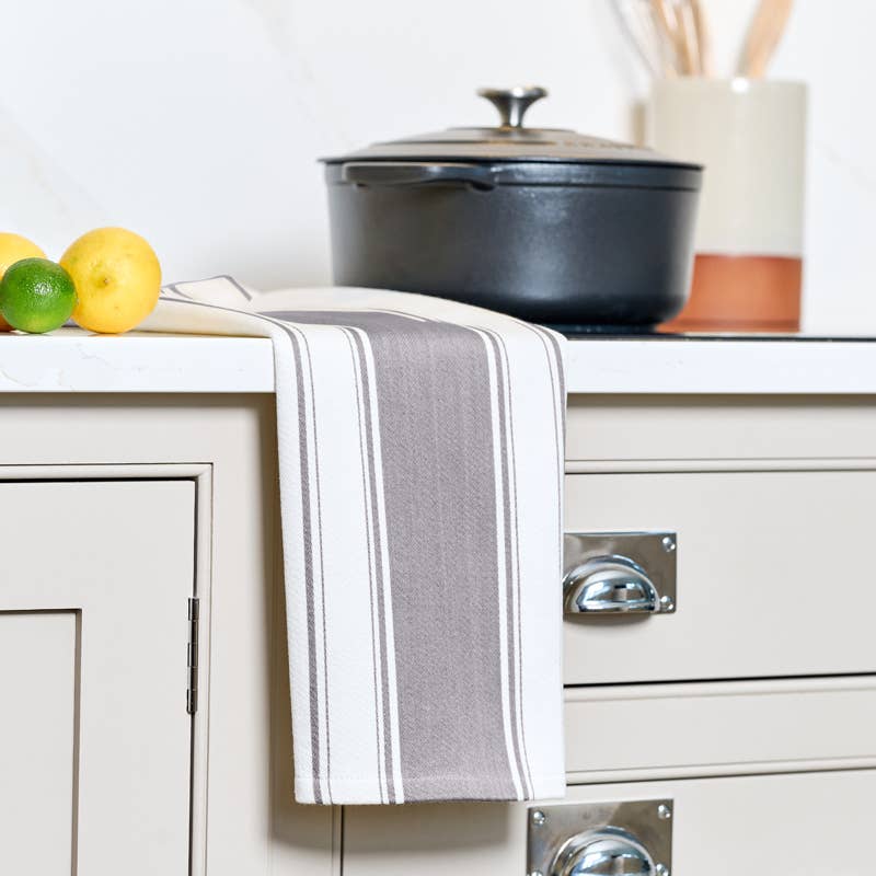 Love Colour Striped Tea Towel - Slate Grey