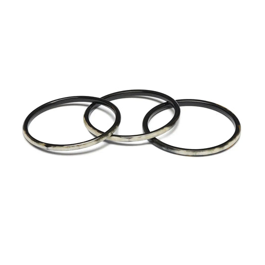 Zuri Set of Three Slim White Natural Horn Bangles