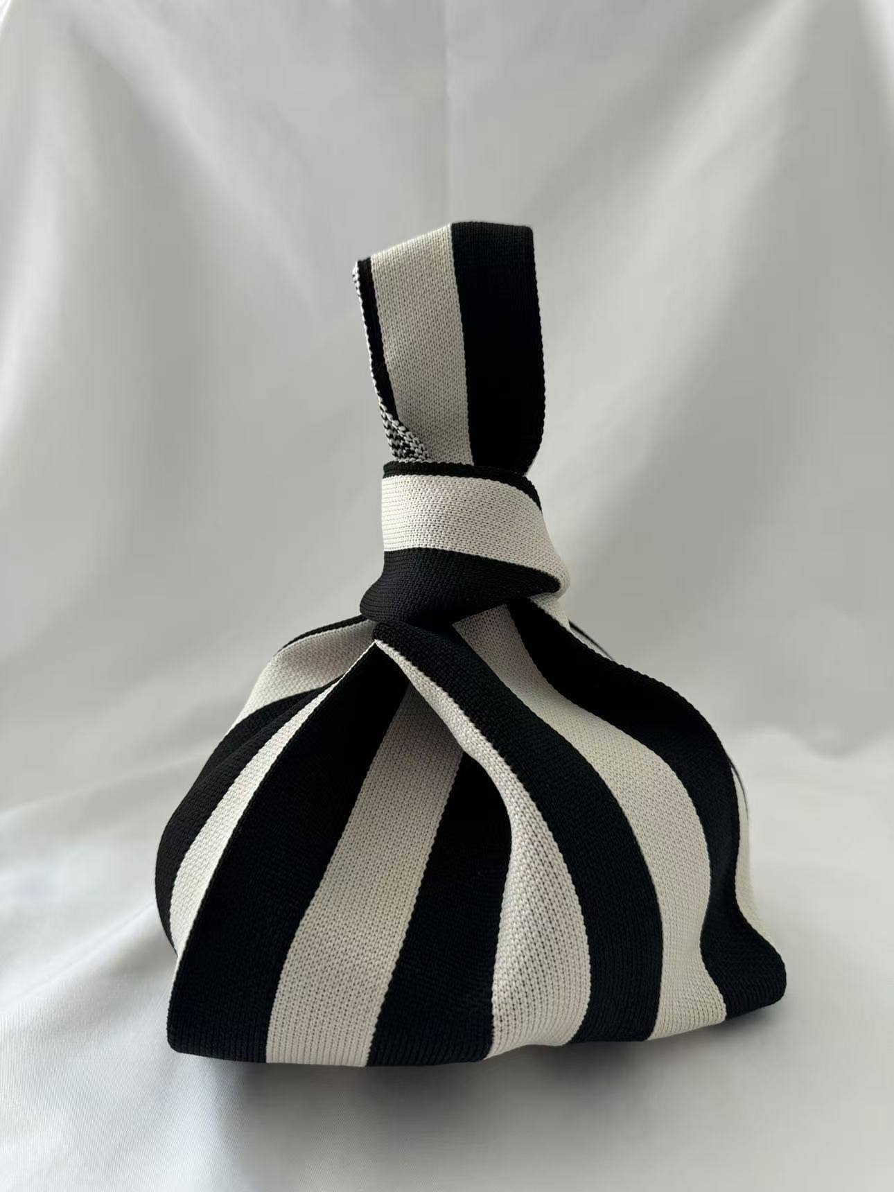 Classic Stripe Knitted Reusable Market Bag-Tote Bag-gift: Blue / Medium