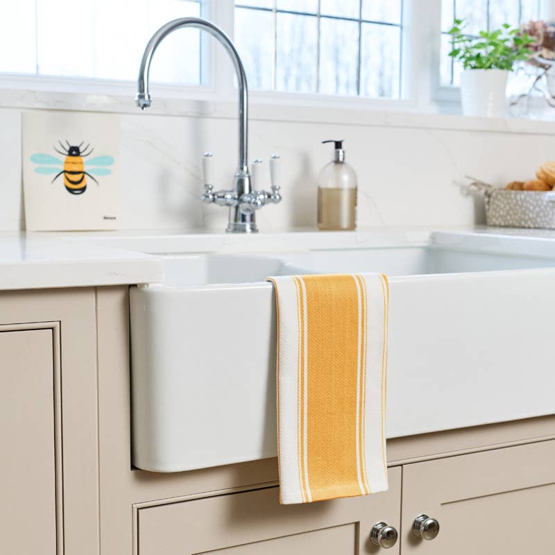 Love Colour Striped Tea Towel, Ochre