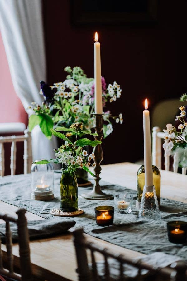 Recycled Olive Green Glass Bud Vase Wedding Table Vessel