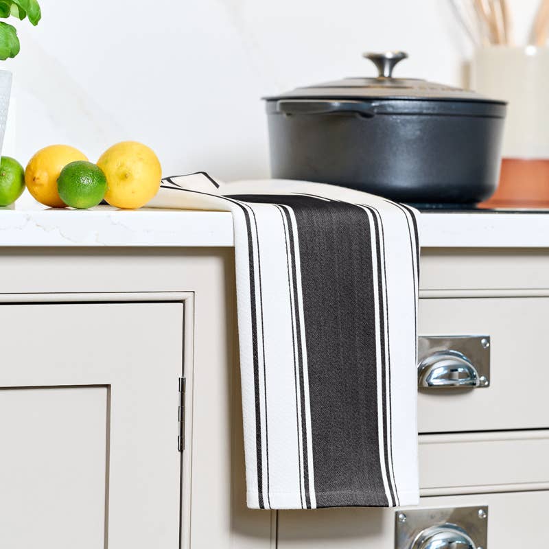 Love Colour Striped Tea Towel - True Black