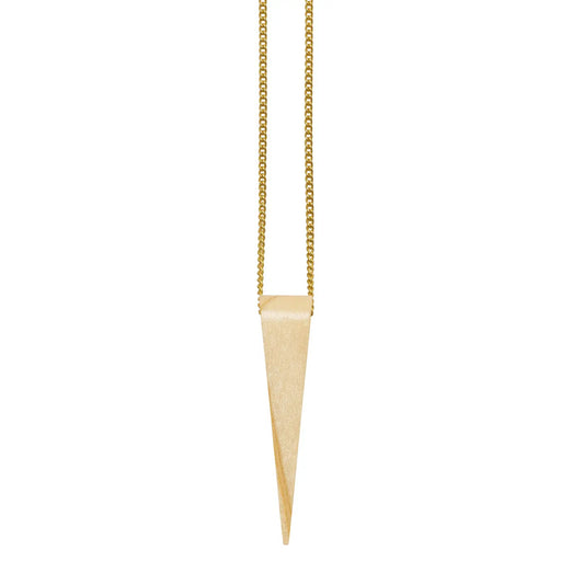 White Wood Spike Pendant - Gold