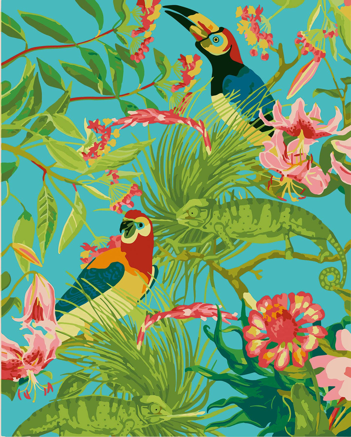 RHS Paint By Numbers Hanging Kit 400 x 500 mm Tropical Birds