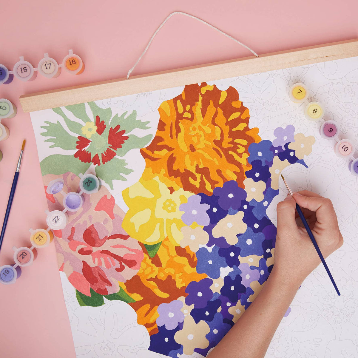 RHS Paint By Numbers Hanging Kit 24 Paints 400x500 mm Floral