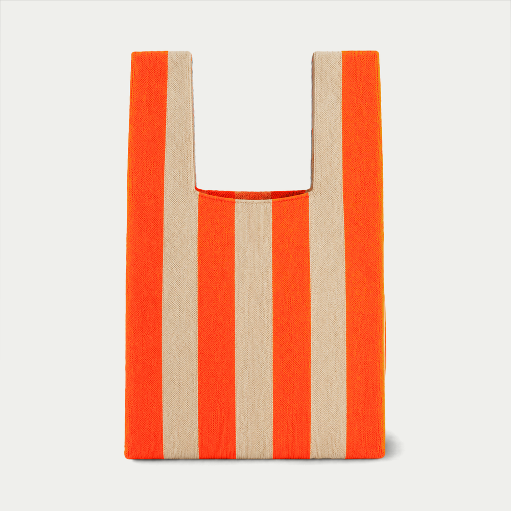 Classic Stripe Knitted Reusable Market Bag-Tote Bag-gift: Blue / Medium