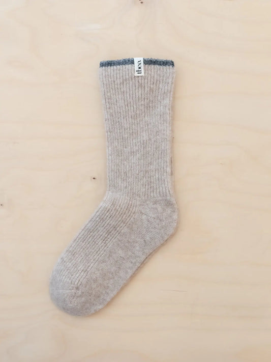 Cashmere & Merino Socks in Oatmeal | Large (UK 8-11)