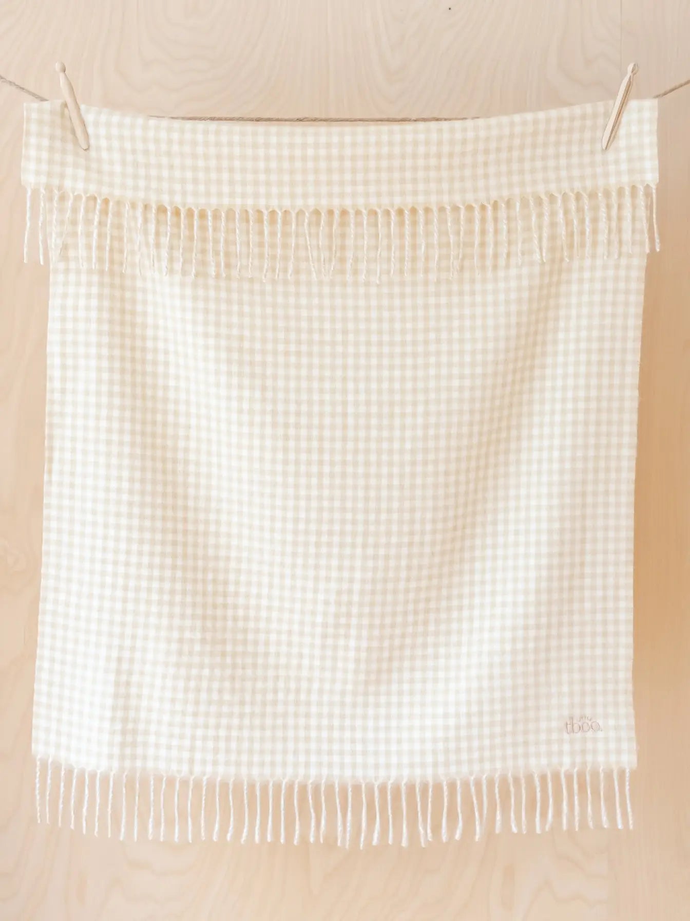 Lambswool Baby Blanket | Oatmeal Gingham