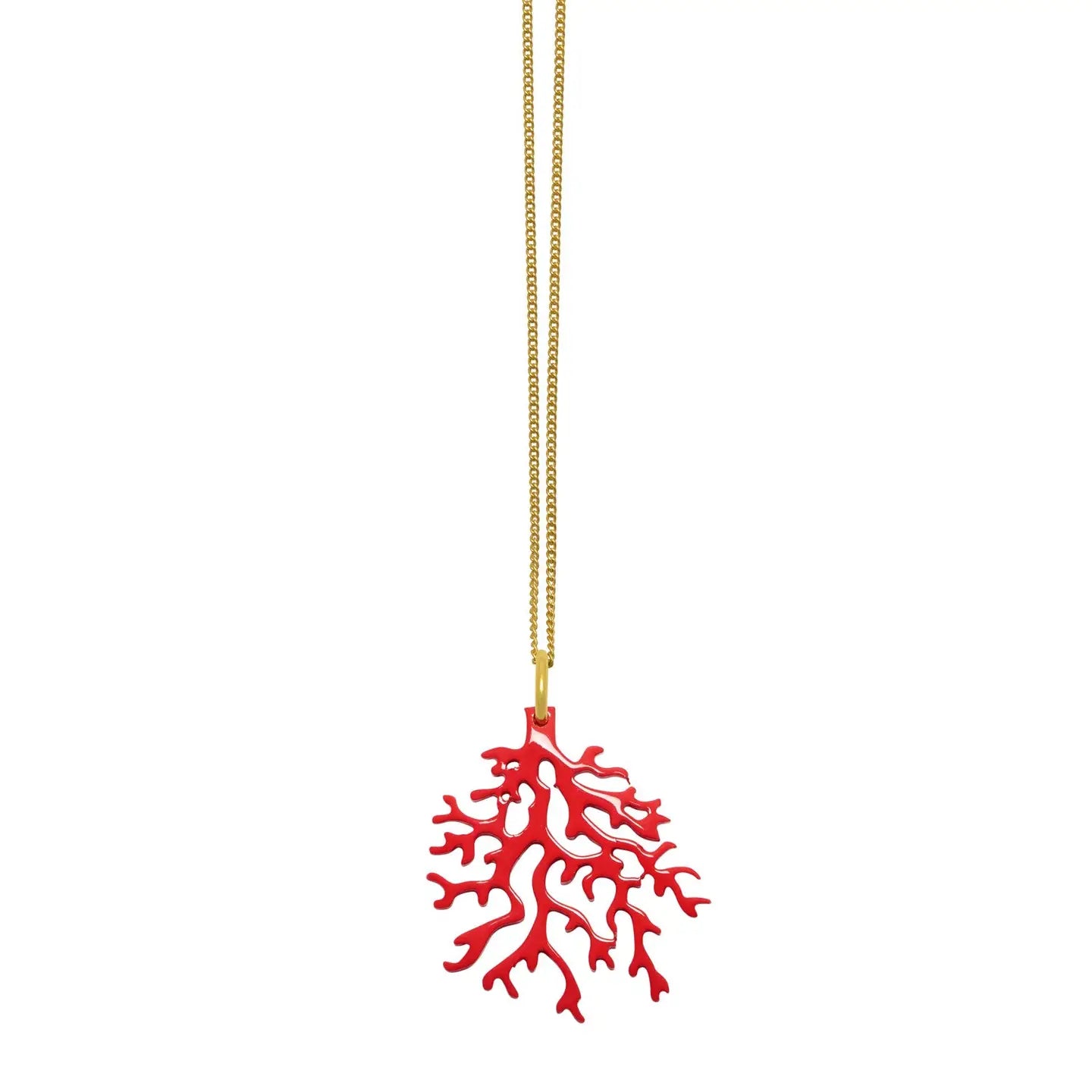 Gold Pink Coral Pendant Necklace