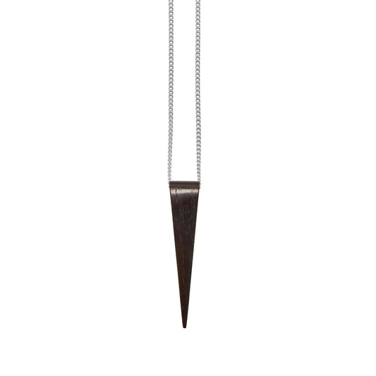 Black Wood Spike Pendant - Silver