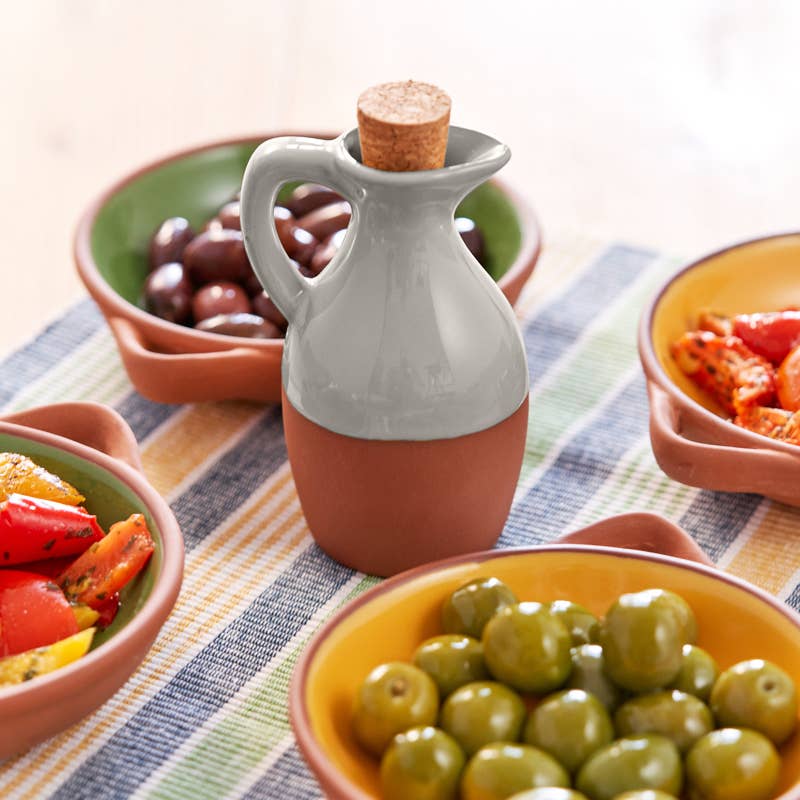 Sintra Glazed Terracotta Oil Drizzler - Stone: Green