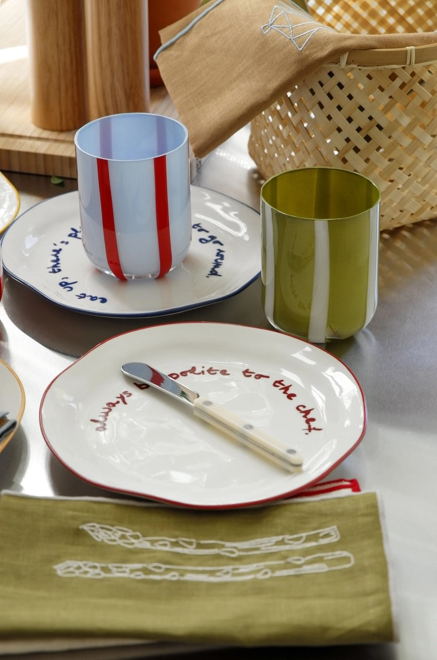 Atina Glassware - Blue & Red