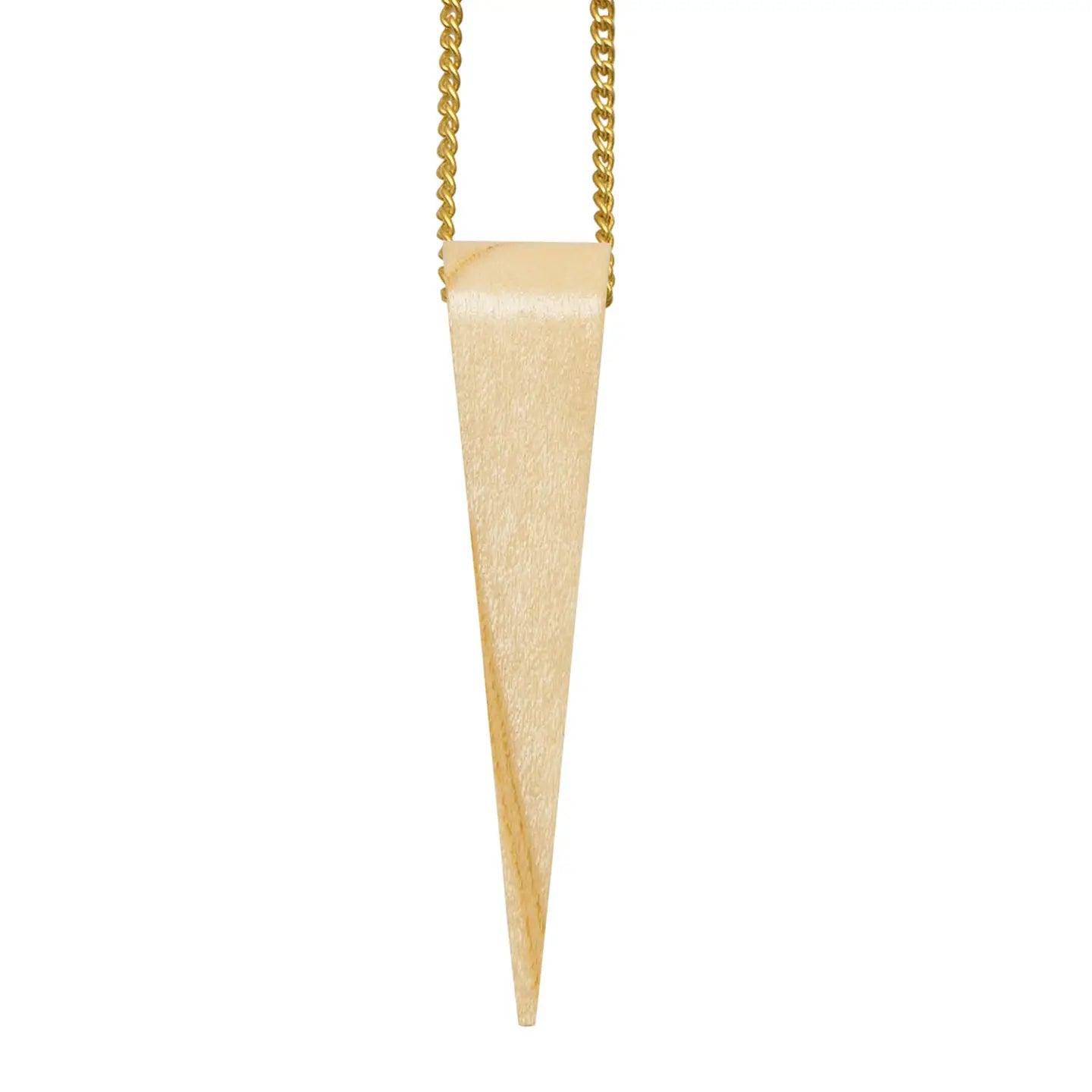 White Wood Spike Pendant - Gold