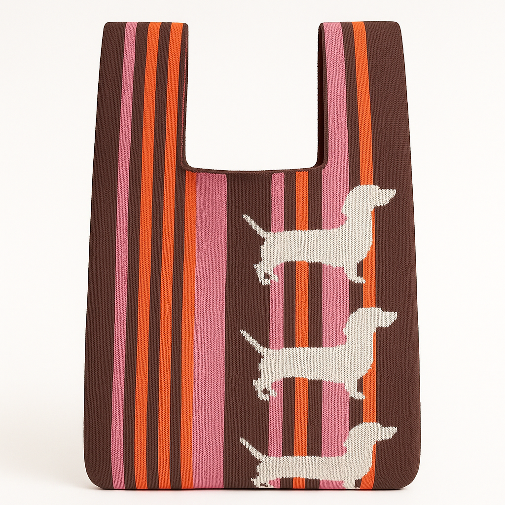 Sausage & Stripes - Knitted Bag: One sausage