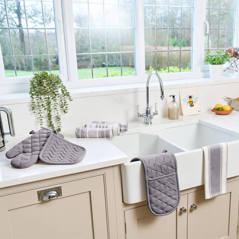 Love Colour Striped Tea Towel - Slate Grey