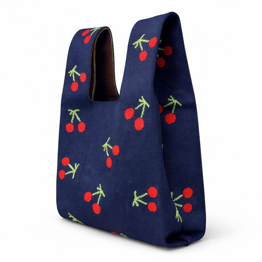 Midnight cherry - Knitted Bag: Dark blue / Medium