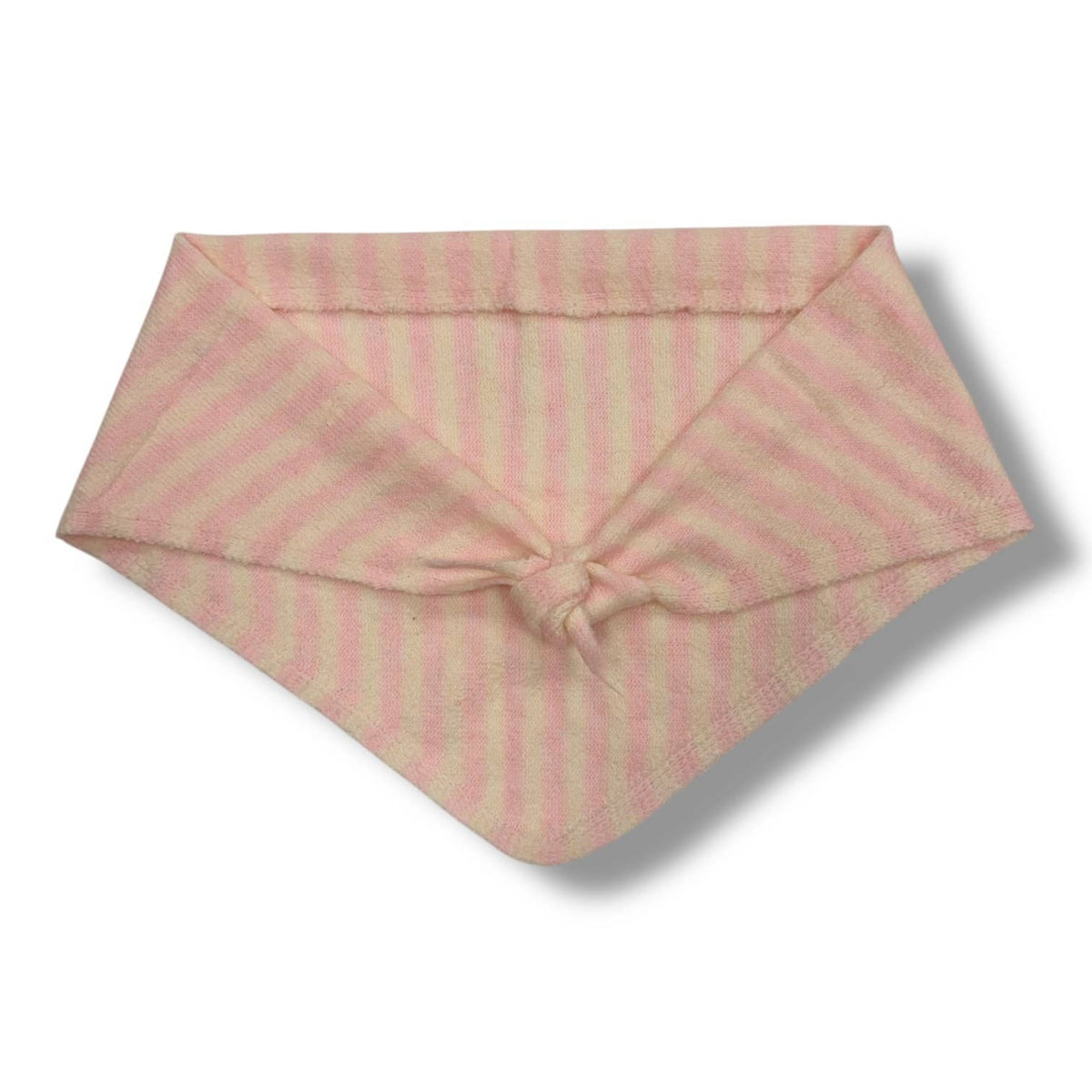 Striped triangle knitted wool scarf: Red