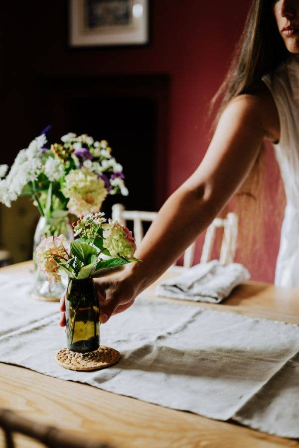 Recycled Olive Green Glass Bud Vase Wedding Table Vessel