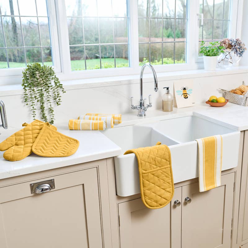 Love Colour Striped Tea Towel, Ochre