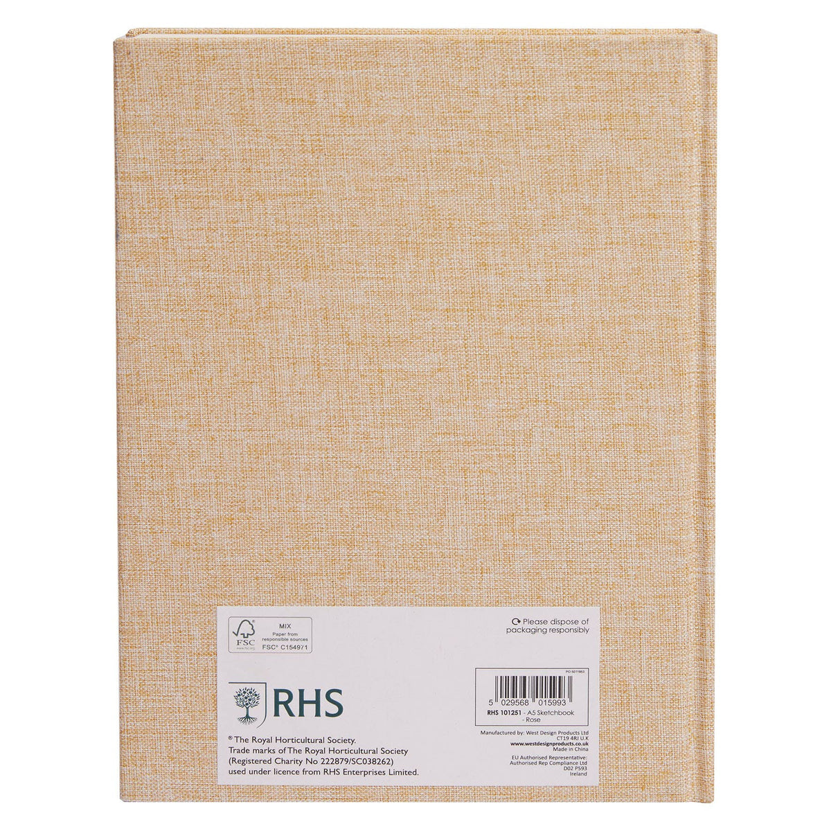 RHS 160 Page Hardbound Sketchbook (110gsm), A5, Rose